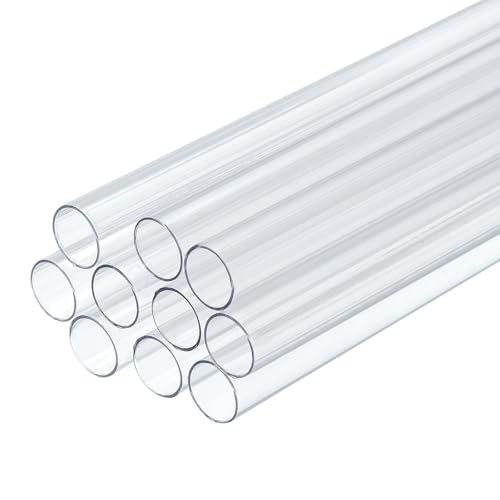 uxcell 10 Pcs Clear Plastic Rigid Tubing 9mm ID x 10mm OD, 0.5 Meters Length Round Polycarbonate Tubing for Aquarium Water Pipe, Water Cooling System, Plumbing - size: 9mm x 10mm