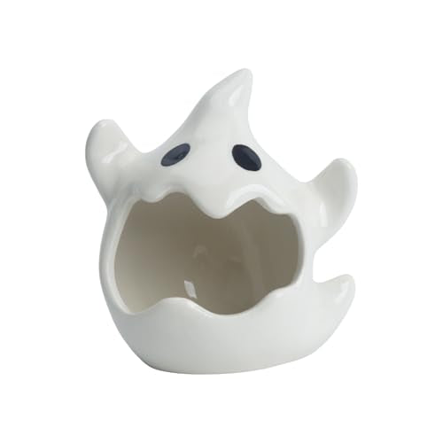 RUIAN Ghost Ceramic Aquarium Hideout, Smooth White Ceramic Decoration for Fish Tank and Small Pets Like Hamsters, 125x75mm, Ideal Gift - color: WHITE