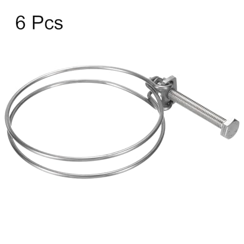 uxcell 6Pcs Double Wire Hose Clamp, 88-95mm Adjustable Stainless Steel Wire Hose Clips with M8 Bolt for Dust Collection Hose, Pump Hose Pipe - size: 88-95mm