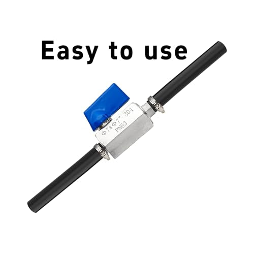 1/4” 304 Stainless Steel Mini Barb Ball Valve, Hose Shut Off Valve with Clamps, Corrosion Resistant Shut-Off Switch for Water, Gas, Fuel, Drip Irrigation, Aquariums - size: 1/4”