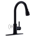 WEWE Black Kitchen Faucet, Touchless Kitchen Faucet with Pull Down Sprayer - Matte Black Single Handle Kitchen Faucets Hands-Free Activated Stainless Steel Kitchen Sink Faucet - color: Matte Black, style: Contemporary