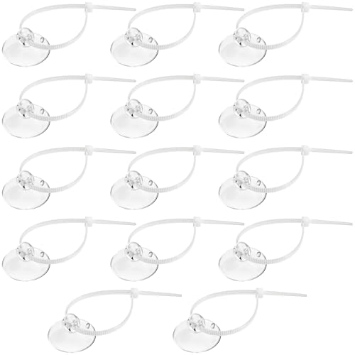 PAGOW 28pcs Clear Aquarium Suction Cups, Removable Window Sucker Cups Hooks with Adjustable Zip Ties, Multi-Purpose Cable Management Suction Pads Clips for Hanging String Lights Binding Moss Plants