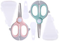 Baby Food Scissors Kicthen Shears -2Pack Portable Healthy Kids Scissors,Stainless Steel Scissor with Storage Travel Case - Ideal for Cutting Meat, Chicken, Vegetables, and Fruits (Pink+Blue)