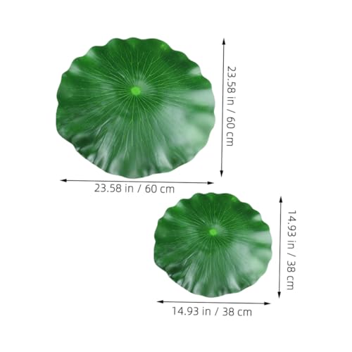 BESPORTBLE Simulated Lotus Leaves Fish Tank Ornament, 2pcs Floating Pu Lotus-Leaf Decor for Pond and Aquarium, Realistic Artificial Water Lily Pads for Garden and Home Display