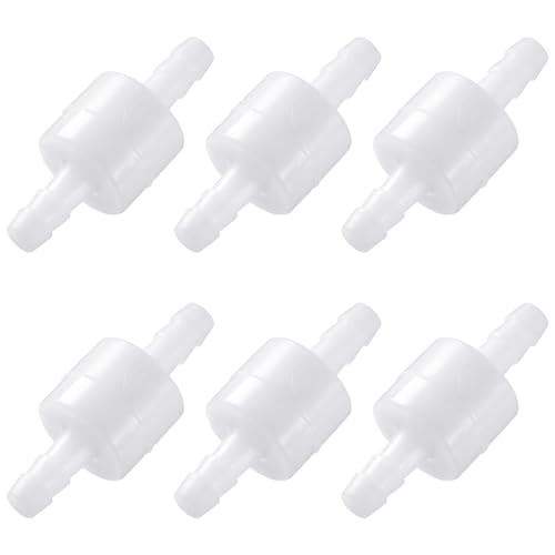 6 Pack 1/4 Inch Check Valve One Way Inline ABS Plastic Check Valve Non Return with Silicone Core for Water Gas Air Fuel Fluid System