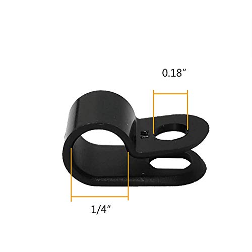 Cable Clamp R-Type Cable Clip Wire Clamp 1/4-inch Nylon Screw Mounting Cord Fastener Clips with Screws for Wire Management - 50 Pcs Cable Clamps + 50 Pcs Screws - size: 1/4"