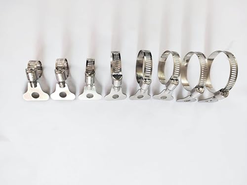 10-Pack 304 Stainless Steel Hose Clamps with Adjustable Thumb Screw, Key-Type Design, 8mm Bandwidth, Ideal for Plumbing, Automotive, and Machinery Applications (Size:21-38 mm(13/16"-1 1/2") - size: Size:21-38 mm(0.827"-1.496")
