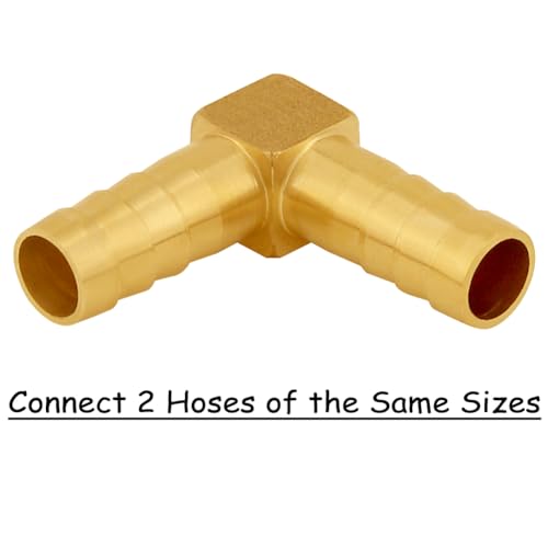 Uenede 3PCS Solid Brass 3/8"OD Barb Elbow Fittings 2-Way 90 Degree L Right Angle Block Barbed Fitting for Water/Oil/Gas - size: 3/8" Barb, style: Elbow (2-Way)