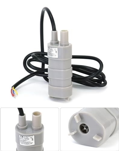 QWORK 12V Submersible Water Pump, 2 Pack 6-15V DC Mini Transfer Pump 600L/H, 5M Head, 1.5m Cable, 12mm Outlet OD for Fish Tank, Water Change, Drainage, Watering