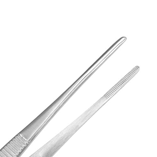 8 Inch Stainless Steel Tweezers with Straight Serrated Tip Multipurpose Forceps for Craft Repairing 2 Pack - size: 8 Inch