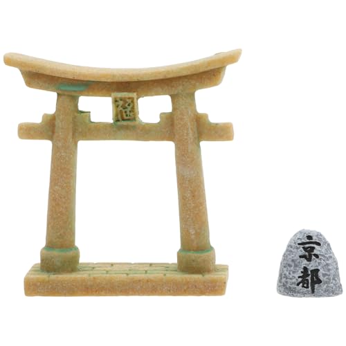 Yardwe Japanese Gate Statue for Zen Garden Compact Landscape Decoration with Stone for Aquariums Bonsai and Miniature Scenes - color: Assorted Color 2
