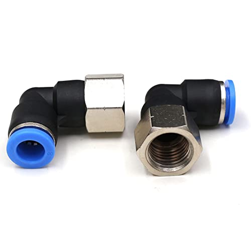 CEKER 10mm Tubing x 1/4" Npt Female Thread Elbow 90 Degree Push to Connect Fittings Air Fittings Pneumatic Quick Connect Fitting Airlines Push In Connectors Tube Fittings 5Packs - size: 10MM X 1/4" FNPT