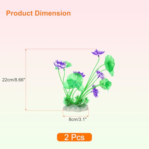 uxcell Aquarium Artificial Plants, 2 Pcs Fish Tank Plants Decorations Accessories Aquatic Ornaments Decor Water Grass, Purple-Green (Lotus Flower) - color: Purple-green