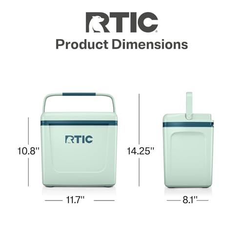 RTIC 8 QT Road Trip Personal Cooler, Small, Compact, Insulated, Portable Ice Chest Box for Food, Drink, Beverage, Beach, Camping, Picnic, Fishing, Boat, 12-Can Capacity - color: Fresh Mint/Marine