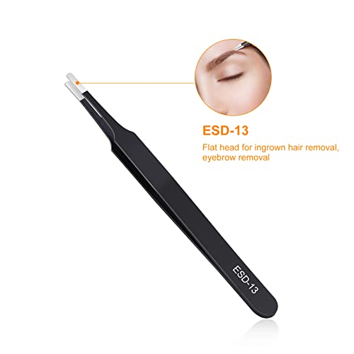 kaverme 3PCS Precision Tweezers Set, Upgraded Anti-Static Stainless Steel of Tweezers, for Electronics, Soldering, Laboratory Work, Jewelry-Making, Model, Craft - style: 3pcs