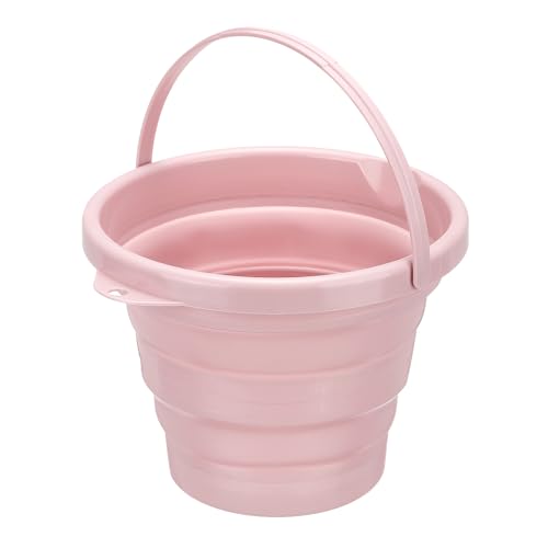 PATIKIL Collapsible Bucket 5L/1.3Gallon, Small Foldable Bucket Portable Plastic Round Tub for House Cleaning Car Washing Camping Fishing, Light Pink - color: Nordic Pink, size: 5L/1.3Gallon