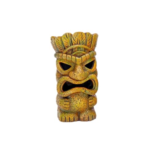 Penn-Plax 1 Piece Only Assorted Tiki Resin Ornaments | Aquarium Décor for Fish Tanks | Small - size: 1 Face