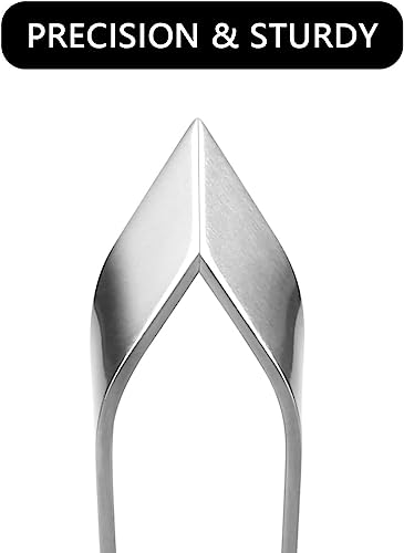 2 Pieces Fish Bone Tweezers, Stainless Steel Flat and Slant Tweezers Pliers Remover Tool (4.6")