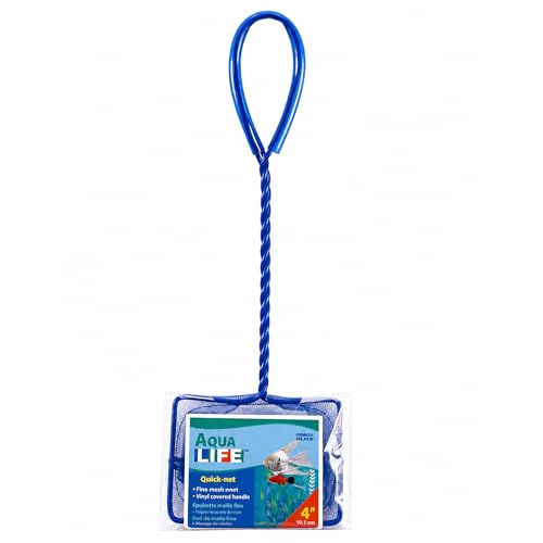 Penn-Plax Quick-Net Aquarium Fish Net - Fine Mesh, Vinyl-Covered Braided Handle - Small Aquarium Cleaning Tool for Gentle Fish Handling - Use in Freshwater & Saltwater Tanks