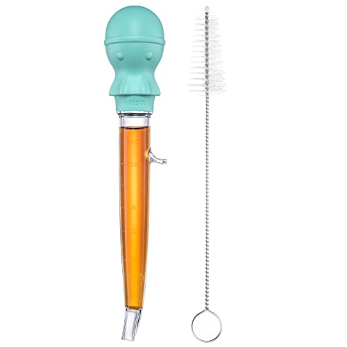 U-Taste 1.5oz Angled Turkey Baster - 228.2℉ Heat Resistant Food Grade Tritan and Silicone Large Octopus Bulb Baster Set with Cleaning Brush for Cooking Basting Meat Poultry Beef Chicken (Aqua Sky) - color: Aqua Sky