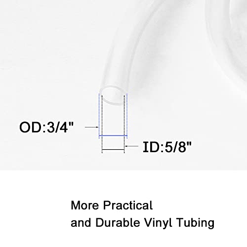 Eoiips PVC Vinyl Tubing, 5/8" ID x 3/4" OD Plastic Industrial Grade Lightweight Clear Hybrid PVC Hose Tube BPA Free Air Hose Line, 10FT - size: 5/8" ID, style: 10FT