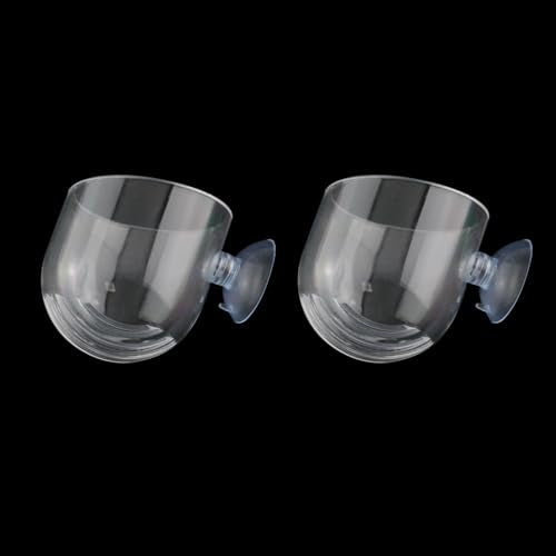 2PCS Aquarium Plant Scenery Cup Extra Large Bloodworm Feeder 19g Securely Suspended in Tank Crystal Glass Flowerpot with Suction Cup for Garden or Indoor Decor