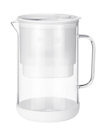 Waterdrop PT-09W 10-Cup Large Glass Water Filter Pitcher, Eco-Friendly, NSF/ANSI 53, 42 & 372 Certified Filter, Reduces PFOA/PFOS, Chlorine, Cadmium, Copper & Mercury, BPA-Free, Easy to Clean, White - color: White, style: Basic