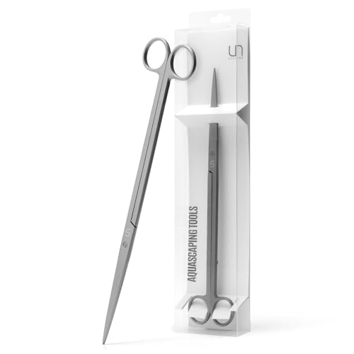 UNS Aquascaping Tools - Stainless Steel, Rust Resistant, Freshwater Planted Tank, Saltwater Reef Aquarium Maintenance Accessory - Trimming Stems & Carpets, Coral Cutting - Straight Scissors, Grey - color: Grey