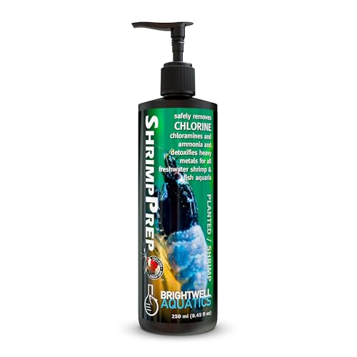 Brightwell Aquatics Shrimp Prep – Water Conditioner for Freshwater Shrimp & Aquariums – Removes Chlorine, Ammonia & Heavy Metals – Promotes Healthy Habitat, 250 ml - size: 250-ml