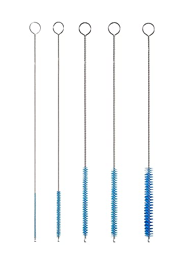 10" Tube Brush Set - 5-Pack Small Gun Cleaning Blue | Commercial grade heavy duty scrubbing, High density chemical resistant bristles, Cleans manufacturing tubes and pipes - color: Blue, size: Small 5 Pack (2mm 3mm 4mm 5mm 6mm)