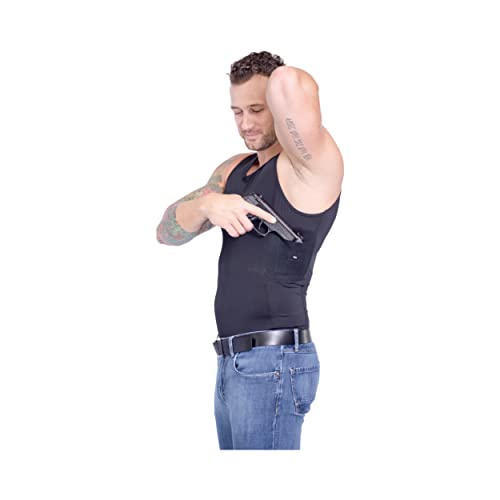 Concealed Carry Wear CCW Compression Tank Top - Tactical Everyday Carry EDC - Gun Holster Shirt for Men - color: Black, size: Medium