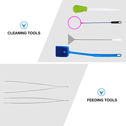 Yardwe Professional Aquarium Cleaning Supplies 7 in 1 Fish Tank Tool Set with Fine Mesh Net Skimmer Brush Tweezers for Aquascaping Random Color