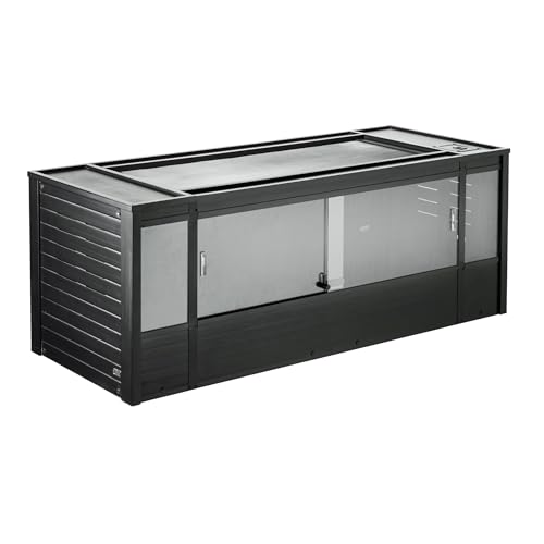 New Age Pet ECOFLEX 60" Wide X-Large Reptile Habitat, Mojave Lounge for Snakes, Tortoises & Lizards in Maple, Black & Grey, Easy Assembly, Sliding Glass Doors & Mesh Top - color: Black, size: Extra Large