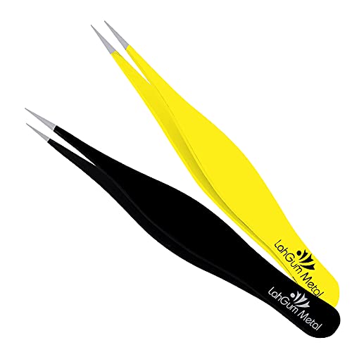 Super Sharp Pointed Tweezers Precision Fine Point Tip Ingrown Hair Removal Kit - Extra Thin Stainless Facial Hair Remover for Face