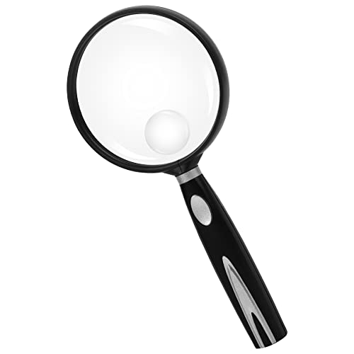 Feosky Handheld Reading Magnifier, 10X Magnifier, 75mm Shatterproof Lens, Non-Slip Handle for Adults Close Work, Seniors Reading and Nature Exploration, Hobby Observation(Silver) - color: Silver, size: 75mm