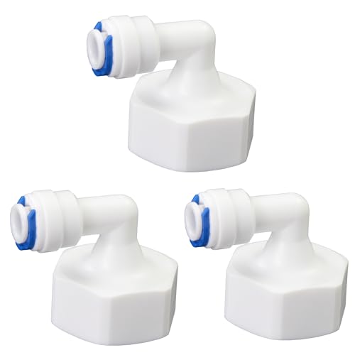 3/4"F Elbow to 1/4" Push-Fit Adapter, 3 Pcs | Plastic RO water filter hose connector for garden hoses, pre-purifiers & water purifiers. - style: 1/4” Tube to 3/4” Female Thread Elbow