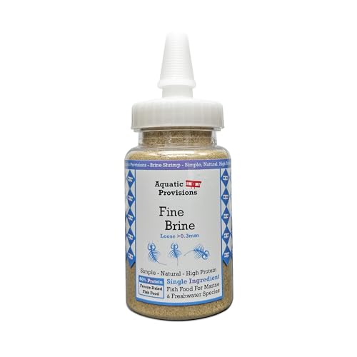 Fine Brine Shrimp Freeze Dried Fish Food, 0.5 oz, Semi-Fine Loose Particles, for Freshwater and Marine Aquarium Fish