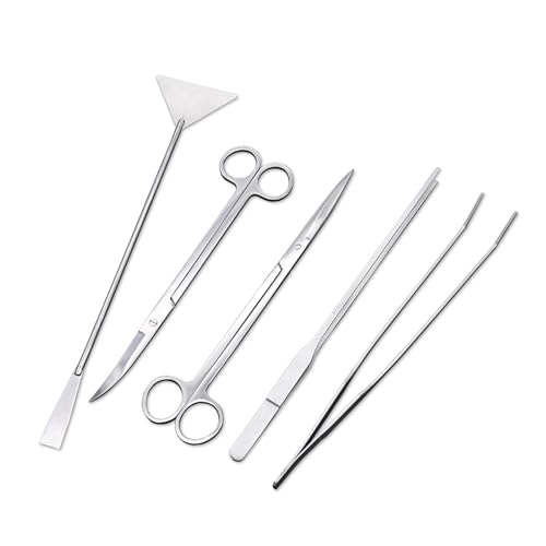 5 Pack Aquarium Scissor Tweezers Spatula Tool 5 in 1 Stainless Steel Aquascaping Tools Set Starter Kits
