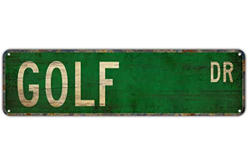 Metal Tin Sign GOLF DR Funny Vintage Sign Retro Metal Signs for Bedroom Kitchen Garden Wall Bar Club Coffee Home Decor 4x16 Inch - color: GOLF DR, size: 4x16inch