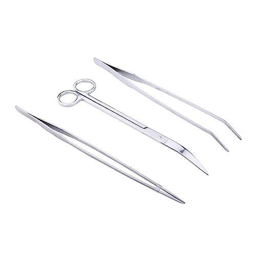LIOOBO Aquarium Tool Set Tweezers and Scissors for Aquatic Plant Care Stainless Steel Material