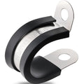 OURU 100PCS Cable Clamps 5/8 Inch 304 Stainless Steel Cable Clamps Rubber Coated Cushioned Insulated Cable Clamp,Automotive Wire Clamps,Pipe Clamps,Metal Clamp for Tube,Wire Cord Installation(16mm) - size: 100 PCS - 5/8 Inch