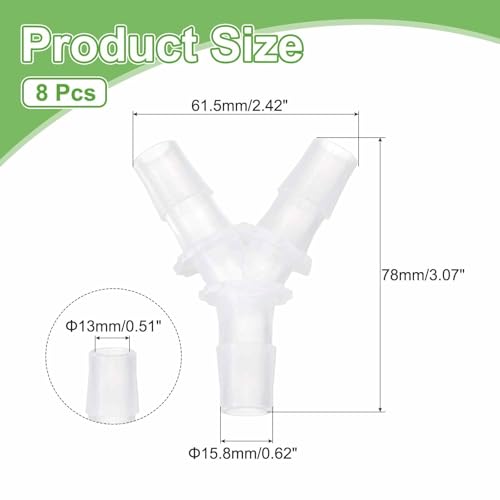 MECCANIXITY 8pcs Plastic Hose Barb Fitting, 5/8" x 5/8" Y Shape Tee Barbed Hose Pipe Fitting Splicer Mender Joint Adapter for Water Liquid Fuel Line Tube, Clear - size: 5/8" x 5/8"
