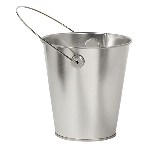 Vibrant Silver Metal Bucket with Sturdy Handle - 4.5" (1 Count) - Perfect for Home & Garden, Events, and Multipurpose Use - color: Silver