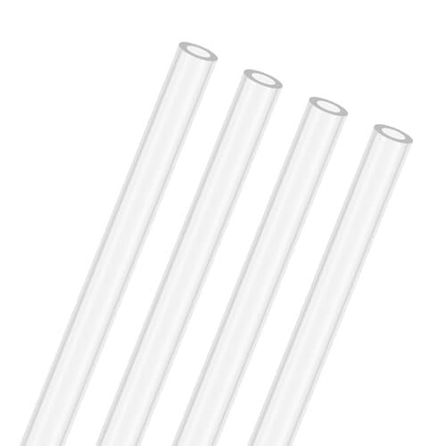 M METERXITY 4-Pack Clear Rigid Acrylic Pipe, 3mm[0.12"] ID x 5mm[0.2"] OD Plastic Round Tube for Water Cooling System/Lamps/Fountains/Aquariums/Display Stand, Acrylic Tubing [305mm/12IN] - size: 3mm ID x 5mm OD