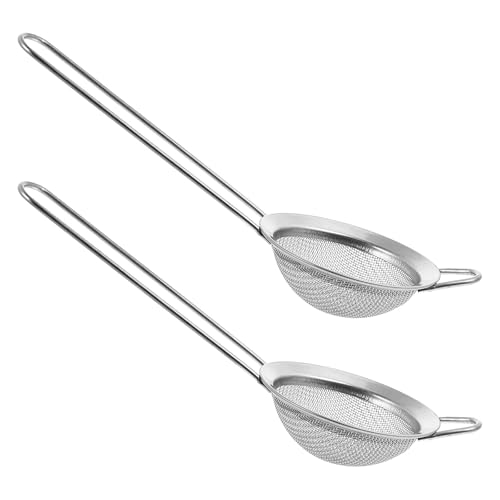 TOYANDONA 2pcs Stainless Steel Reptile Sand Substrate Scoop with Fine Mesh Sifter for Terrarium Bedding Cleaning and Sand Filtering