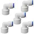 1/2"M Elbow to 3/8" Push-Fit for RO Water Filter, 5 Pcs | Elbow quick-connect fitting for reverse osmosis water filters, beverage dispensers & water purification. Plastic joint. - style: 1/2" Male Thread to 3/8" Quick-Connect Elbow