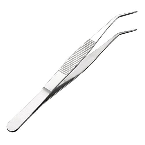 uxcell 6.9-Inch Stainless Steel Tweezers with Curved Pointed Serrated Tip Daily Garden Tool - size: 6.9-Inch