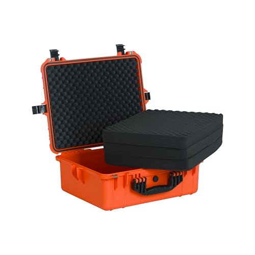 MEIJIA Portable All Weather Waterproof Protective Hard Case,Compact Camera Case with Customizable Fit Foam,Fit Use of Drones,Camera,Equipments, 20.62 x16.85x8.11inches(Orange) - color: Orange