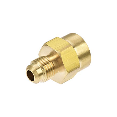 uxcell Brass Pipe fitting, 1/4 SAE Flare Male to 1/4NPT Female Thread, Tubing Adapter Hose Connector, for Air Conditioner Refrigeration - size: 1/4 SAE to 1/4 NPT