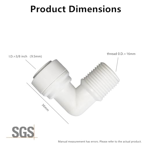 10 PCS 3/8" Male x 3/8" OD Push to Connect Tube Fitting - Quick Connect for Water Purifiers, Drinks Dispenser & Filtration Systems (Elbow Type) - style: 3/8" Male x 3/8" elbow connect(10)
